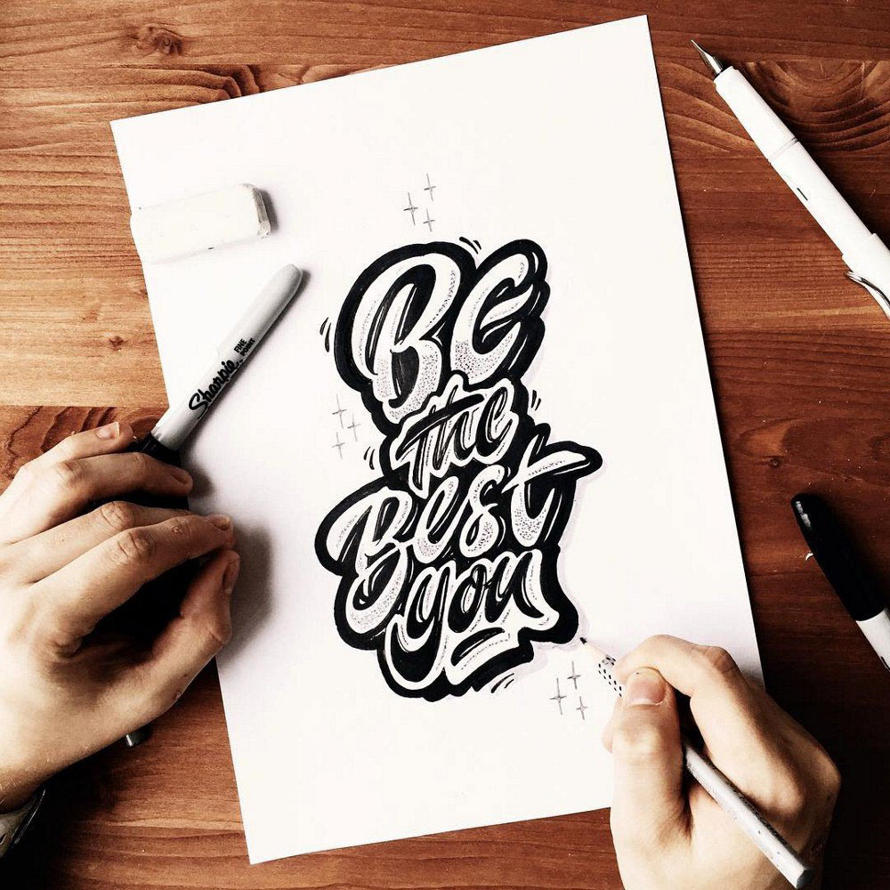 lettering logo type Script hand print