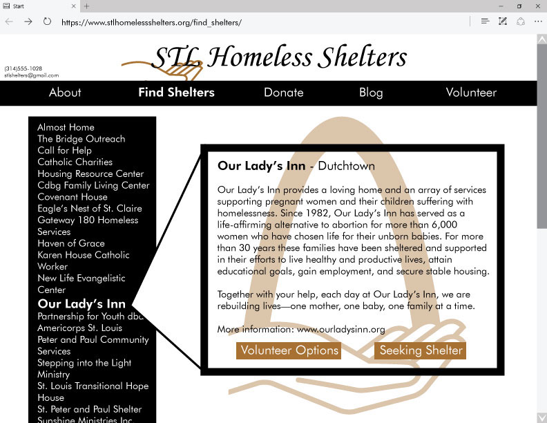 Website Design homeless shelters Layout graphic design  saint louis Website Logo Design