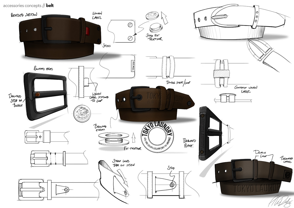 Accessory accessories Rucksack cap belt WALLET Menswear sketching