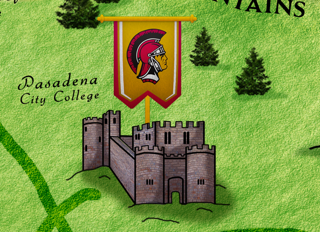 map community college college medieval map medieval California Schools Los Angeles la draw 2D graphic art digital football castles