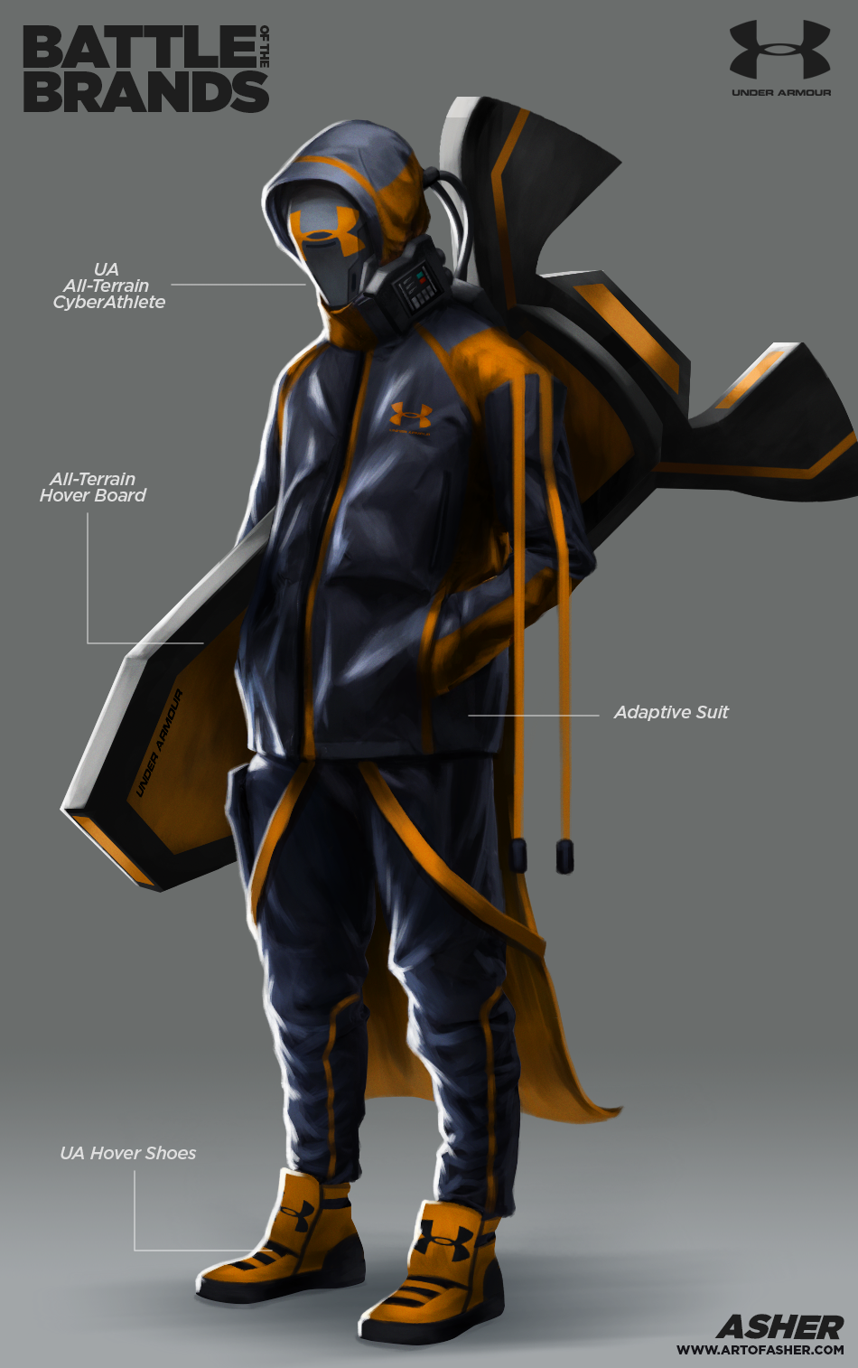 ASher Ben Alpay Art Of Asher Nike Under Armour adidas brands sports Scifi concept art mech robot extreme snow boarding blue