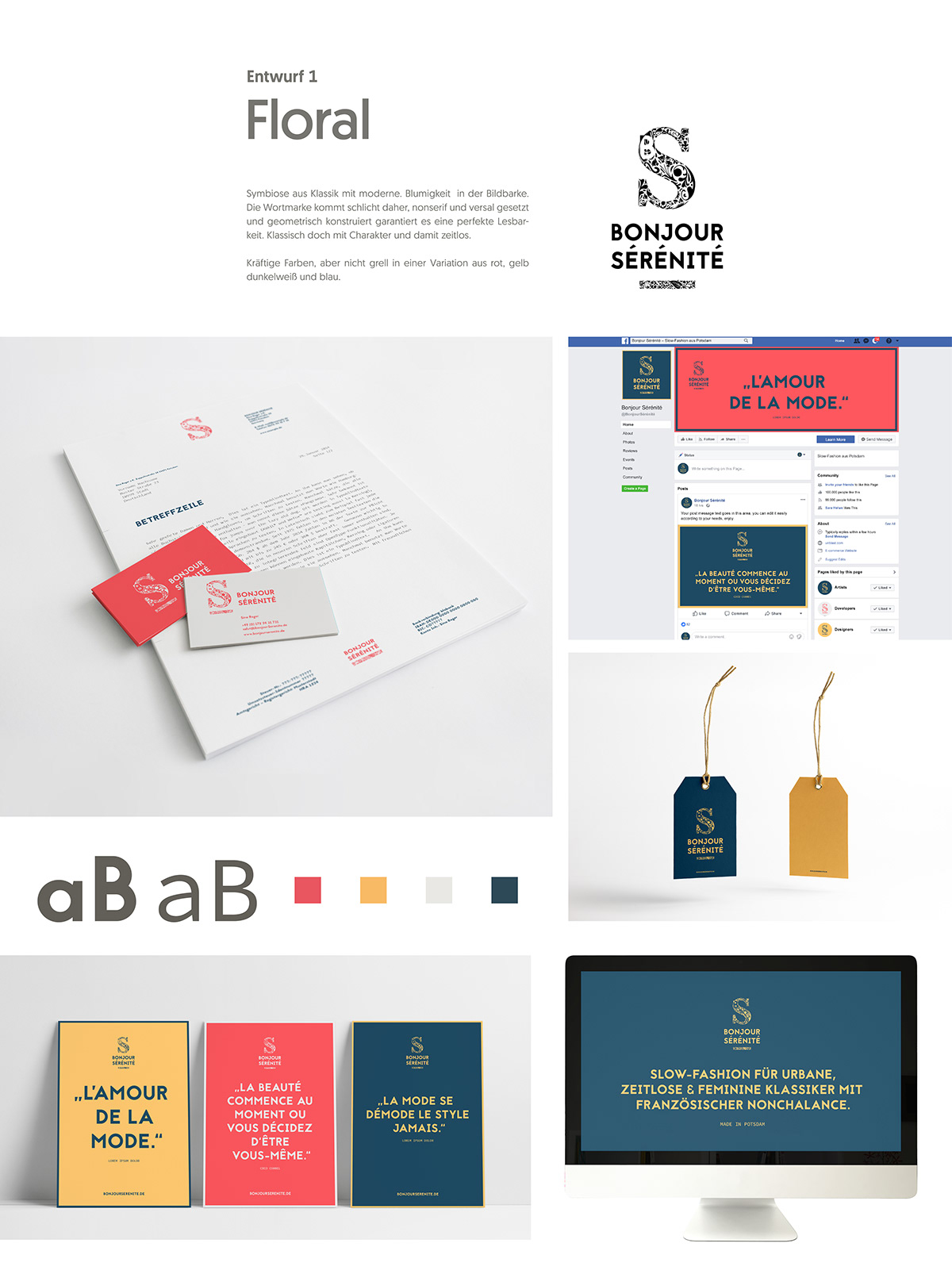 Corporate Design Label handwerk SLOW FASHION bonjour Modedesign Adobe Portfolio