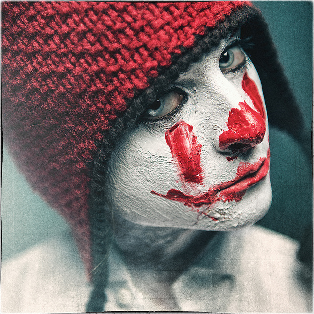 girl lighting portrait Portraiture color eyes clown paint strobist red Nikon light blue studio hat