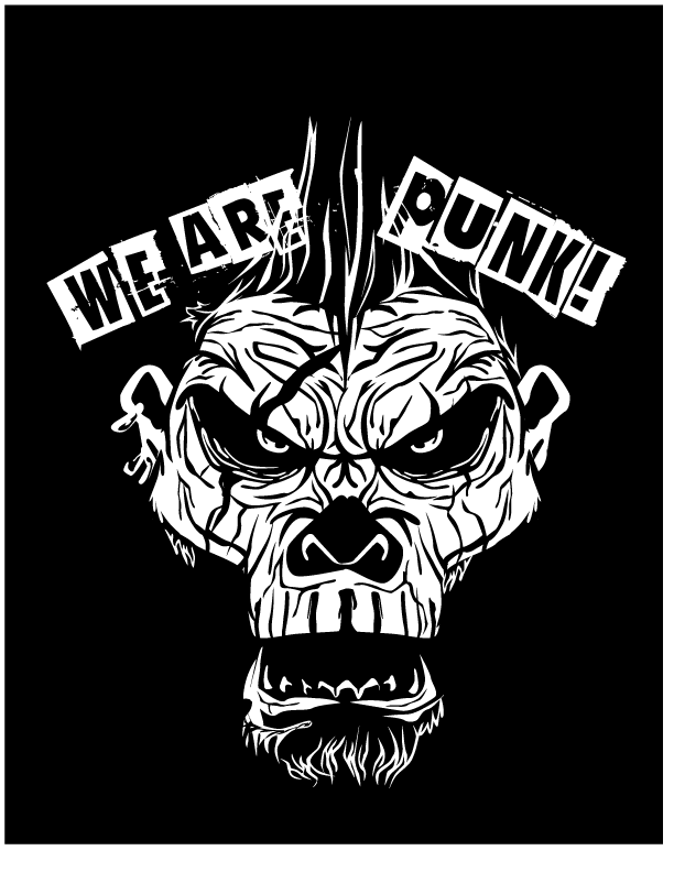 t-shirt design monkey punk rock brand