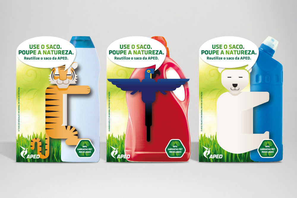 saco Verde APED Pet RECYCLED bags green animals