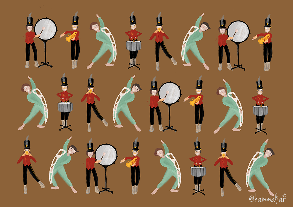 postcard marchingband ILLUSTRATION  drawings music girl characterdesign Packaging DANCE   drum