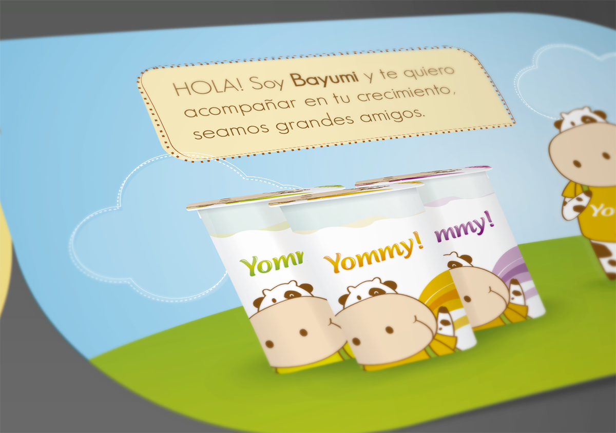 bayumi empaque empaque infantil yommy g3kdigital edgar gutierrez yogurt packaking product Character diseño de personajes