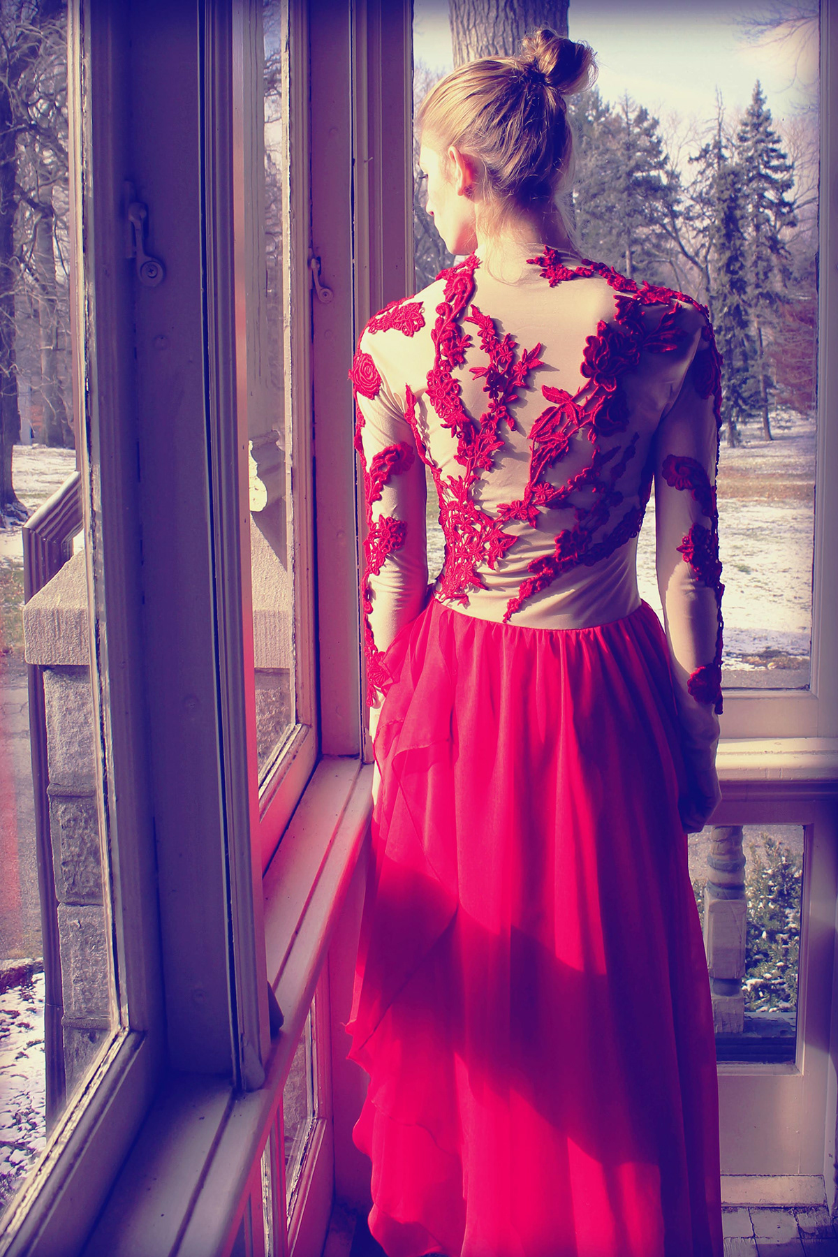 chiffon Embroidery red dress American Heart Association SILK lace floral model Photography  Nature elegant