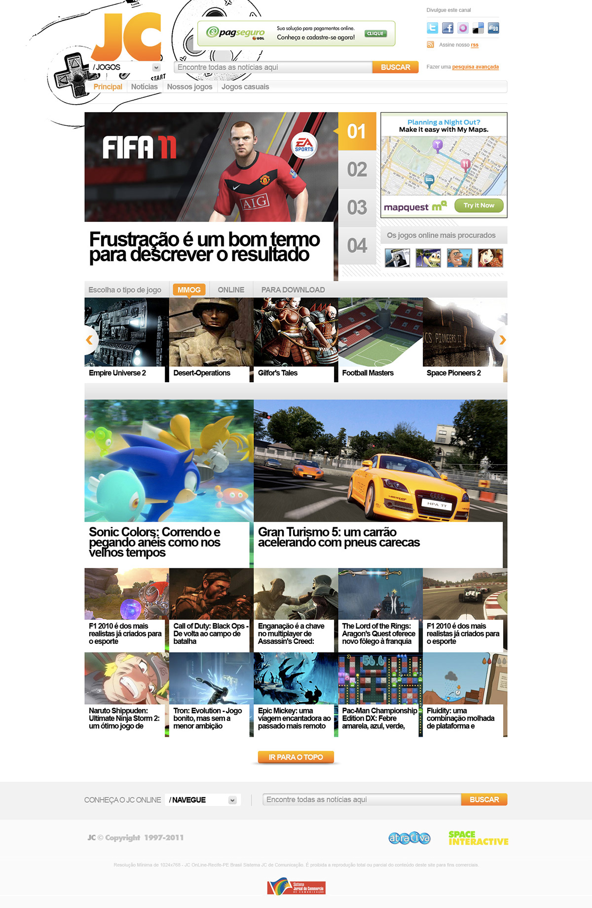 ux UI design Games magazine portal