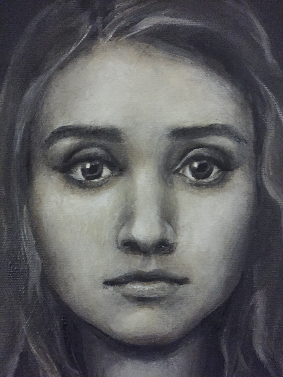 painting   portrait face black and white grayscale realistic