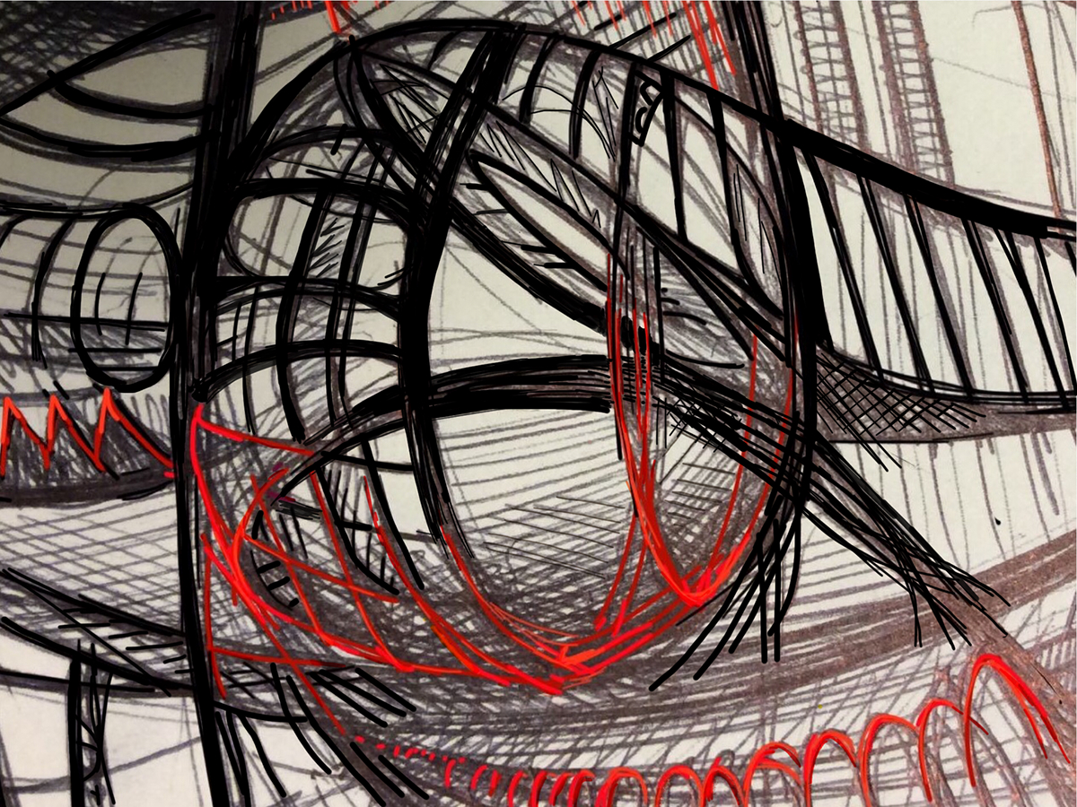 illustrativo Illustrative sketches draw Digital draw red black blu abstract