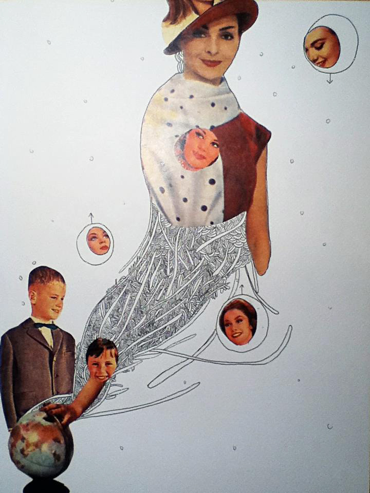 collage underball arte surrealismo recortes cut paste handmade hecho mano under ball lineas enredos amor tristeza odio desamor