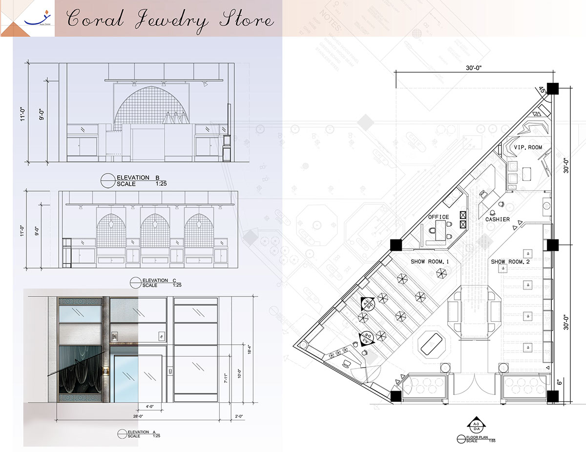Interior-Design coral jewelry store up cycling andalusia islamic architect