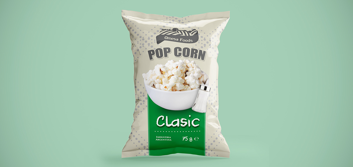 packaging design diseño diseño de envase snack graphic Branding design bag popcorn pochoclo Food  comida