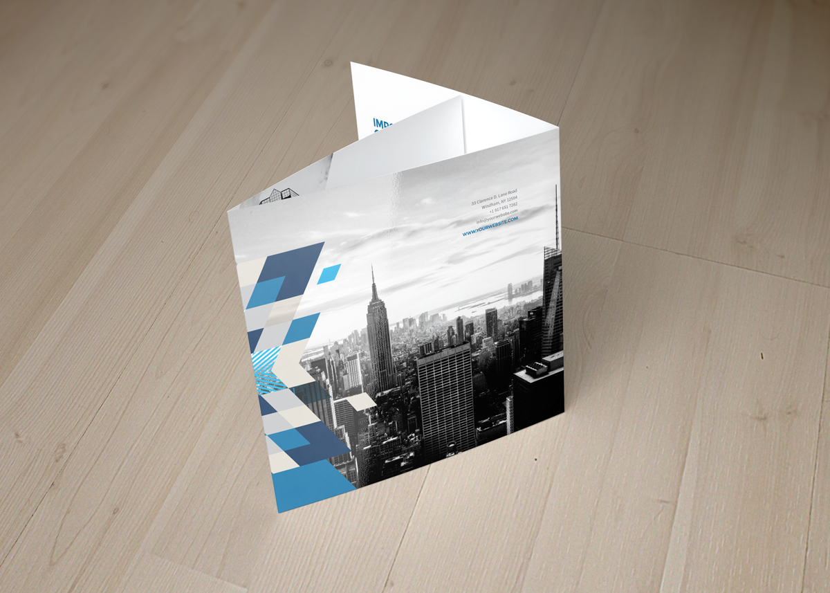 trifold brochure pattern blue minimal geometric template