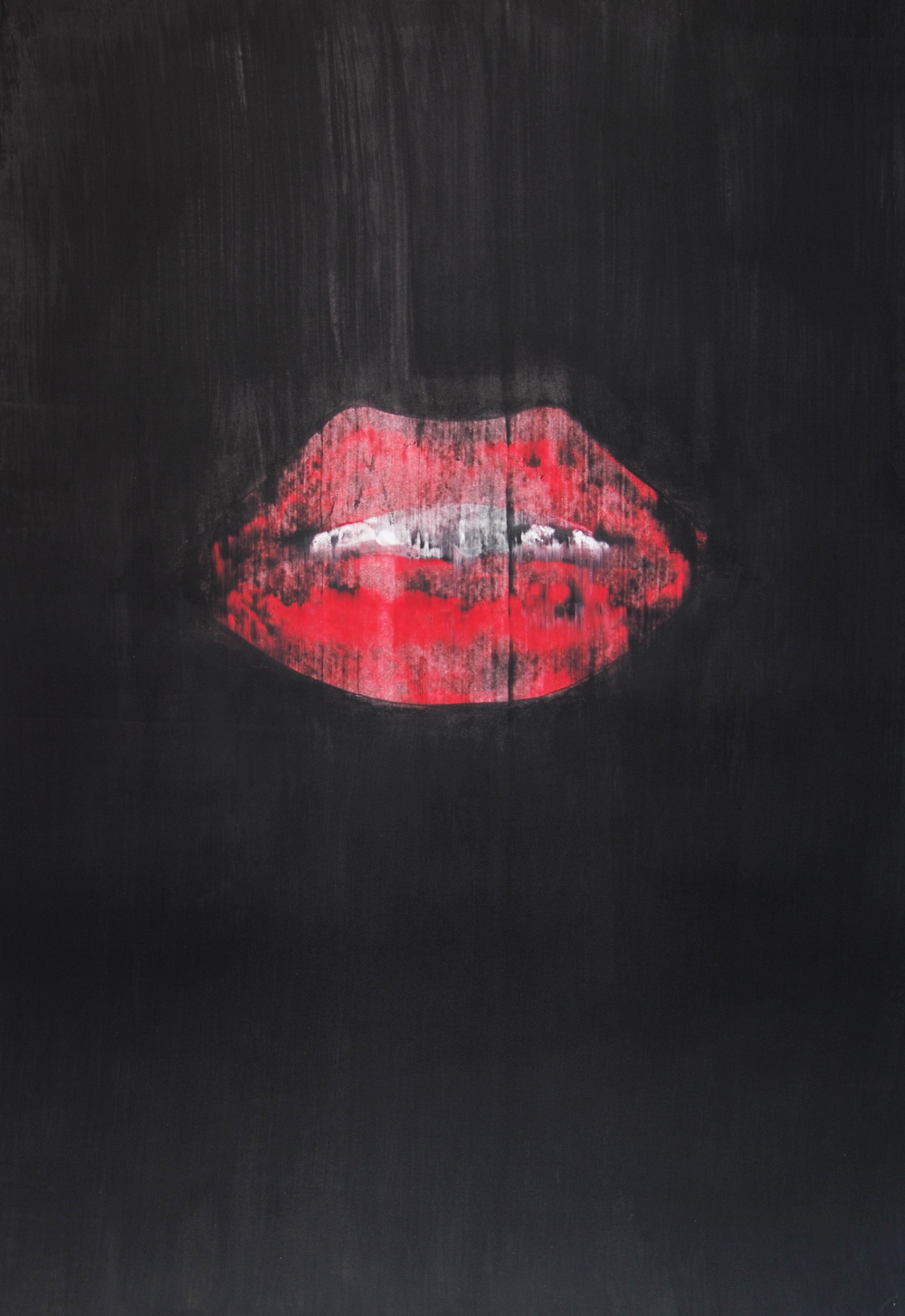 separated Mouth abstract black red lips Destroyed