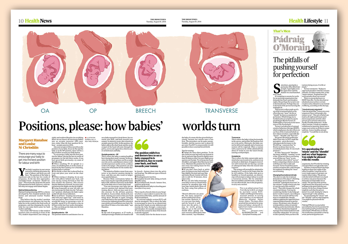 Layout Health Character cartoon Women's health physiotherapy pregnancy babies Editorial Illustration newspaper illustration