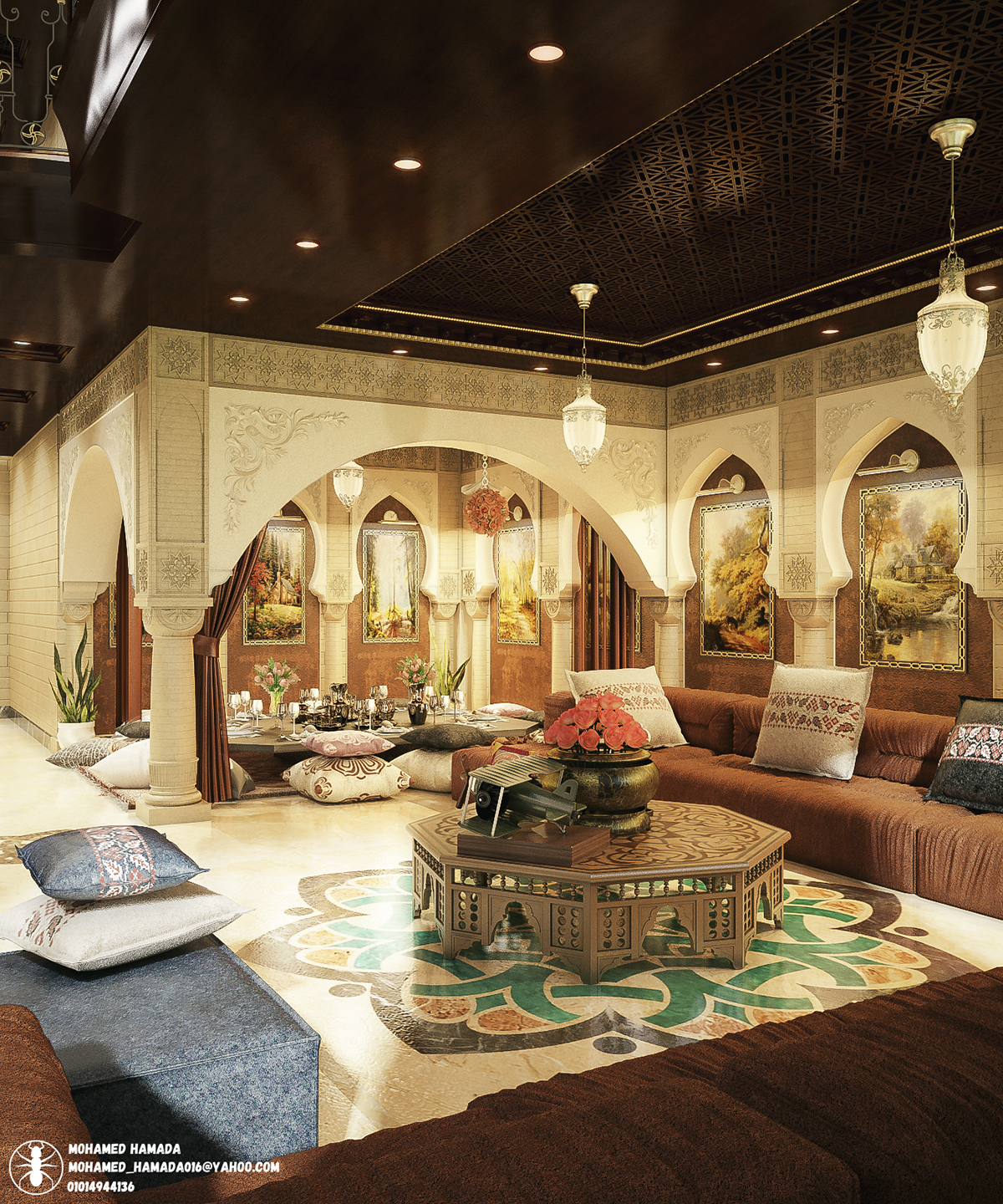 islamic oriental MAJLIS living room Villa high ceiling dining
