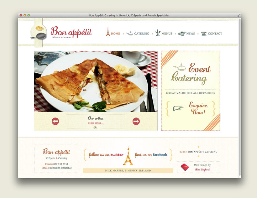 catering design Website Limerick crepe pancake French Ireland cuisine restaurant