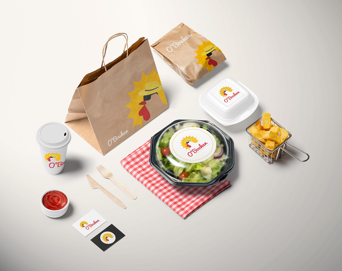 restaurant logo poulet chiken identité fast-food Food  Logotype exotique Sun