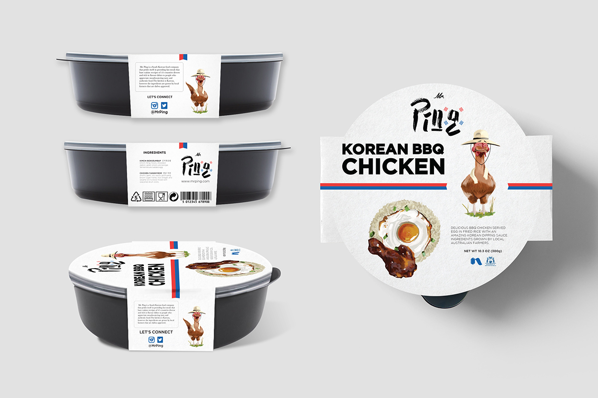 package design  Food  korean Authentic print asian branddesign Australia chicken meal