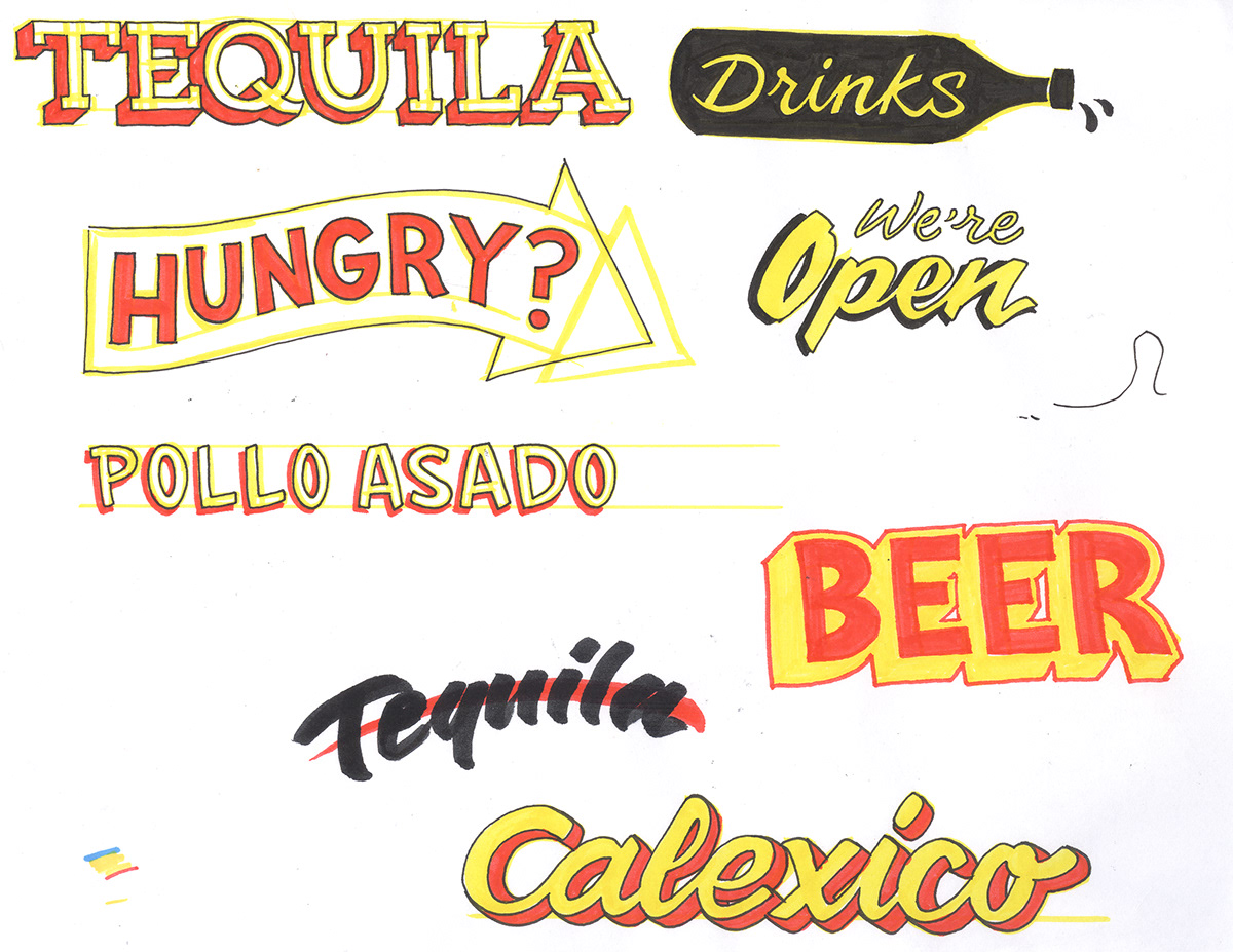 lettering sign painting menu Tacos Mexican Food