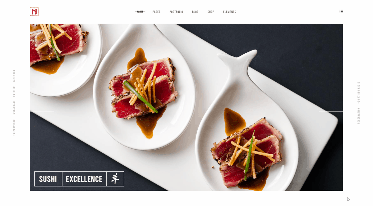 seafood Sushi japanese dining wordpress Blog portfolio Web Theme minimal design