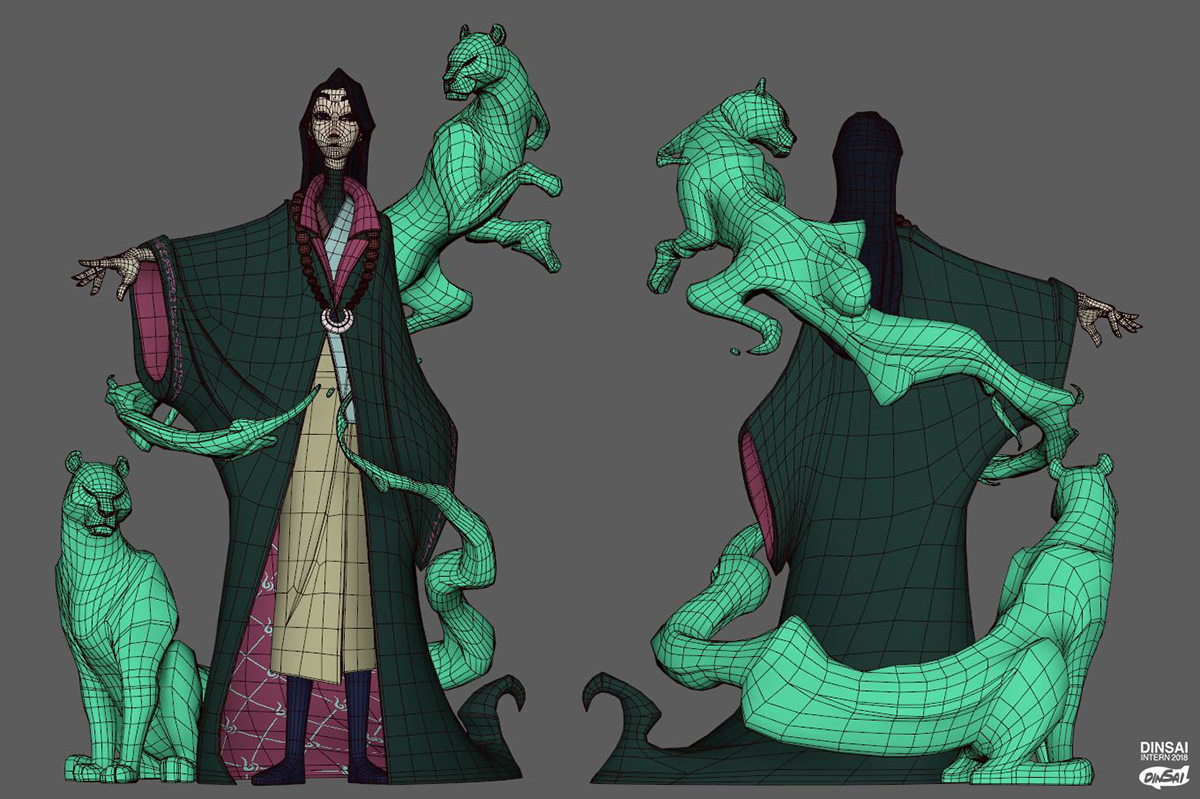 witch tiger model art Character design 3D