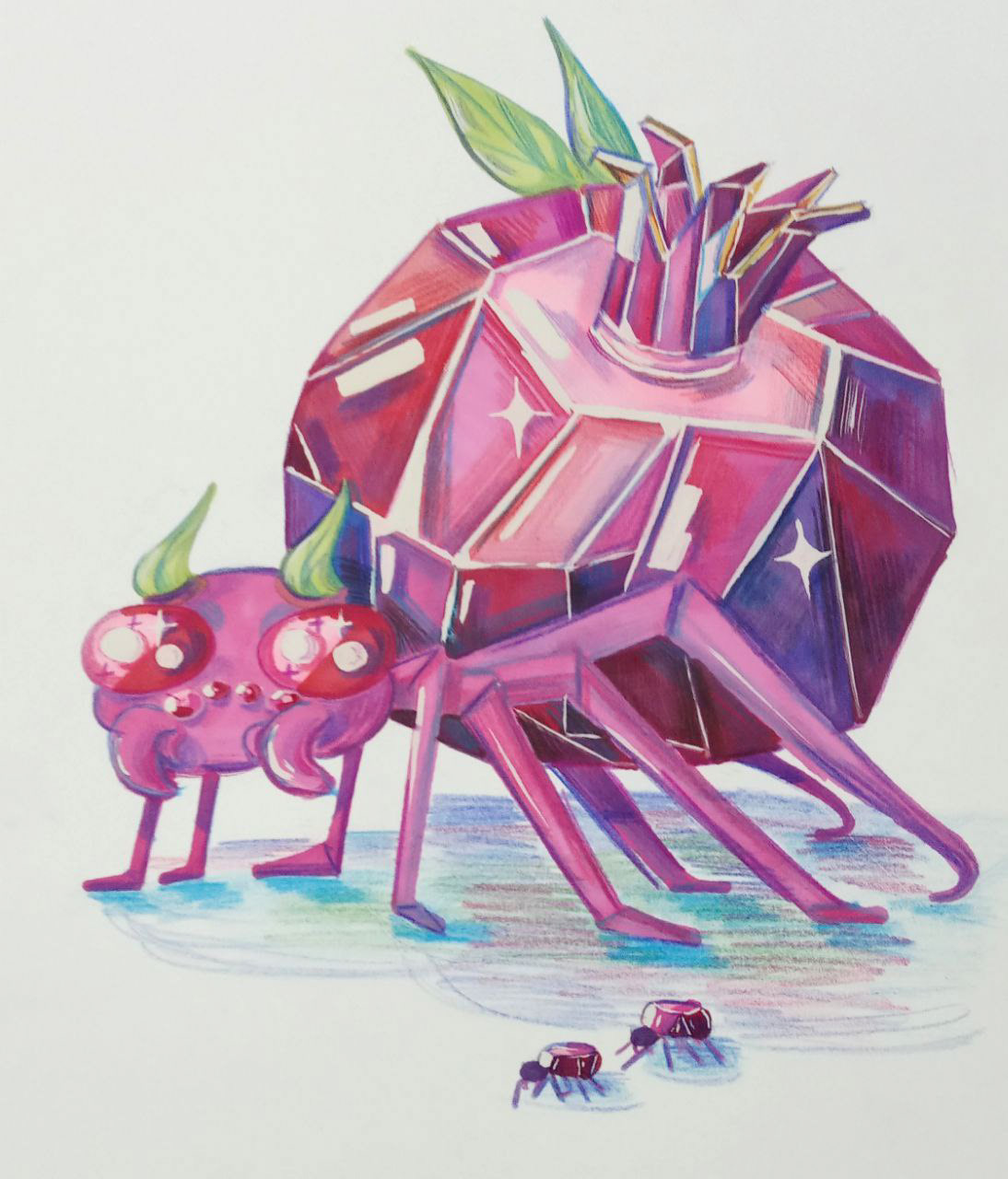 adobe illustrator cartoon Character design  concept art Digital Art  ILLUSTRATION  minerals pomegranate spider vector