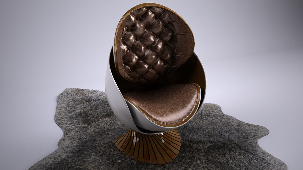 chair leather egg Cocoon wood White tendance trendy trend
