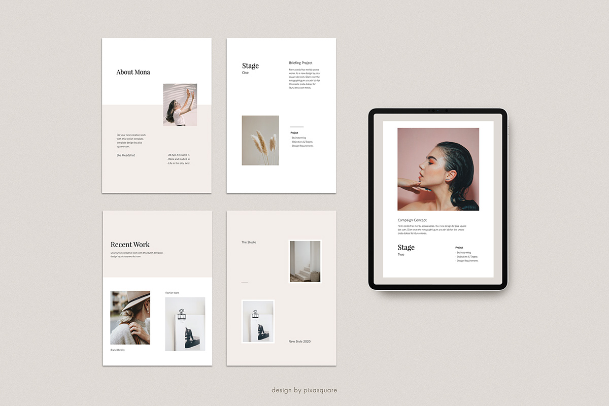 A4 Vertical ebook layout fashion design Keynote Media Press Kit modern minimal Powerpoint presentation template trendy style