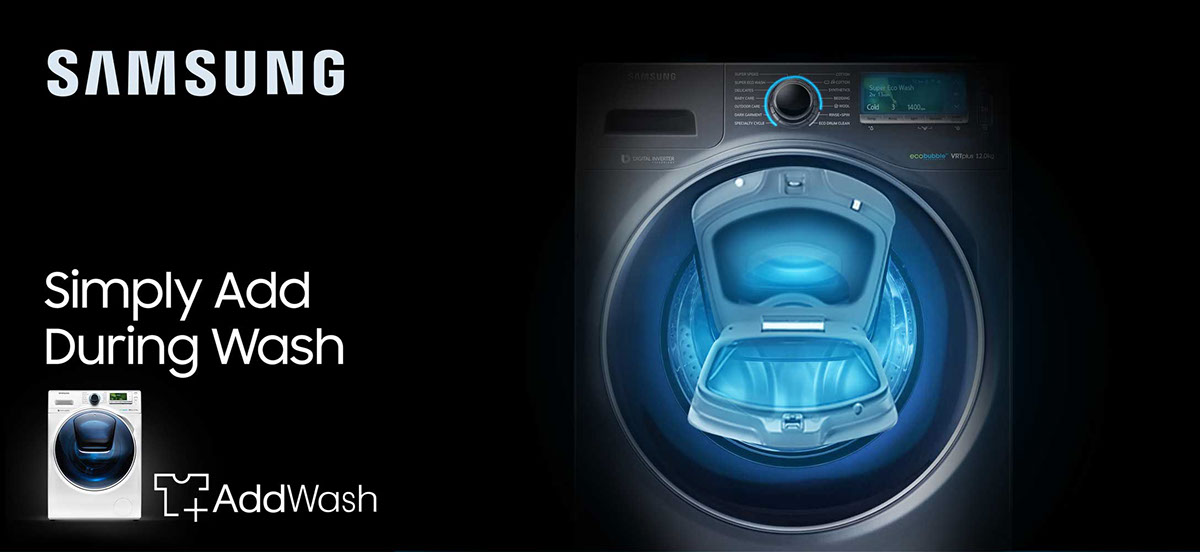 Samsung addwash Washing machine billboard creative Motion Billboard Advertising  Samsung Home Appliances graphic design  creative advertising