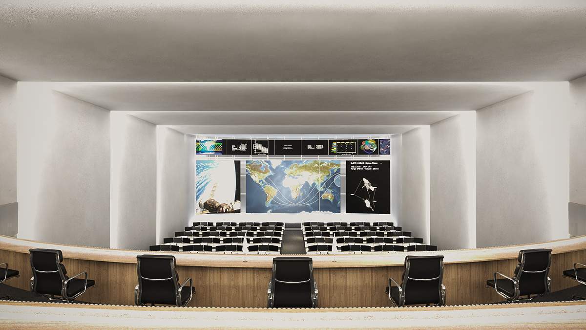 architecture cosmos flight control Headquarters interior design  Office Design SketchUP visualization vray