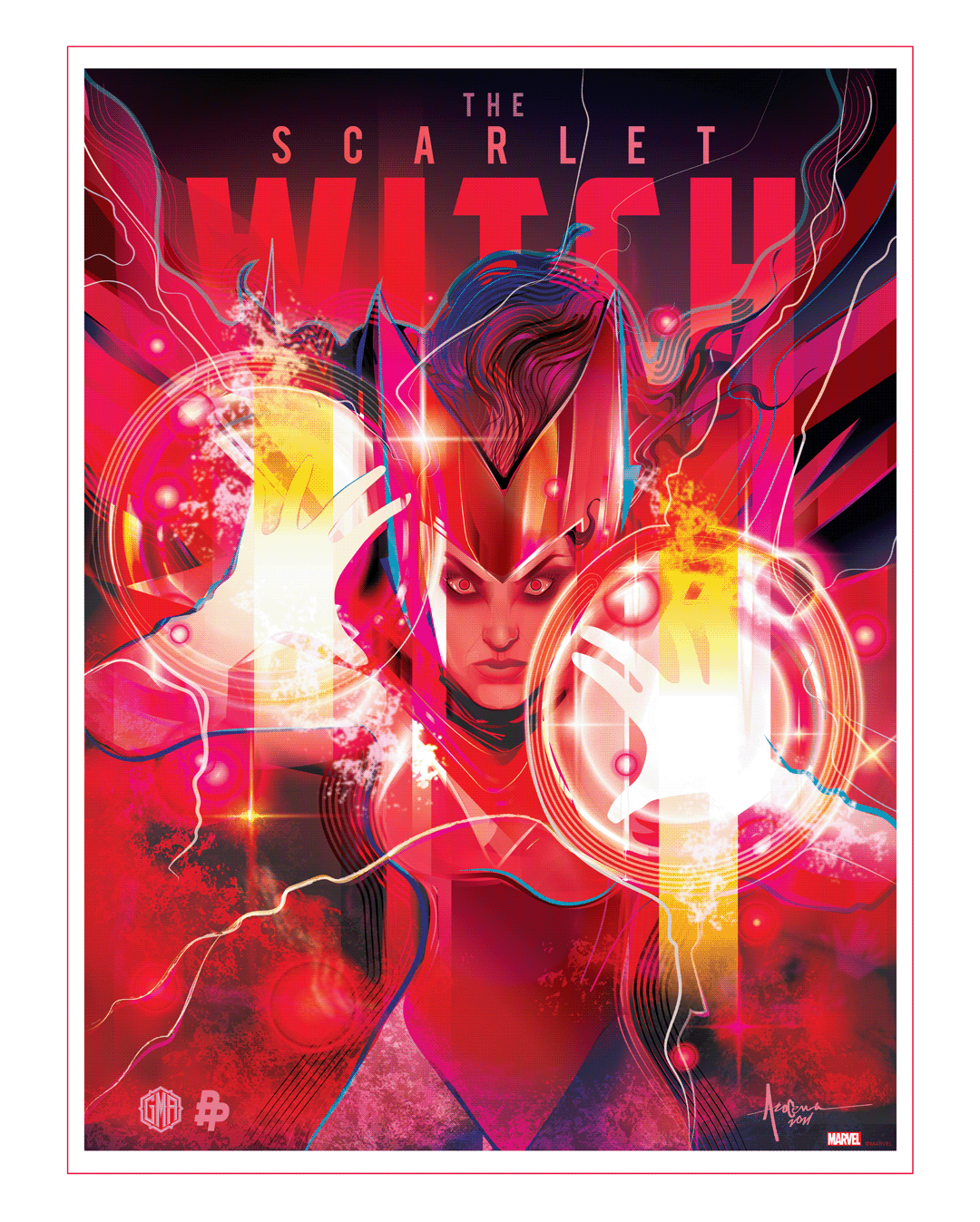 limited edition marvel mexifunk orlando arocena scarlet witch vector art