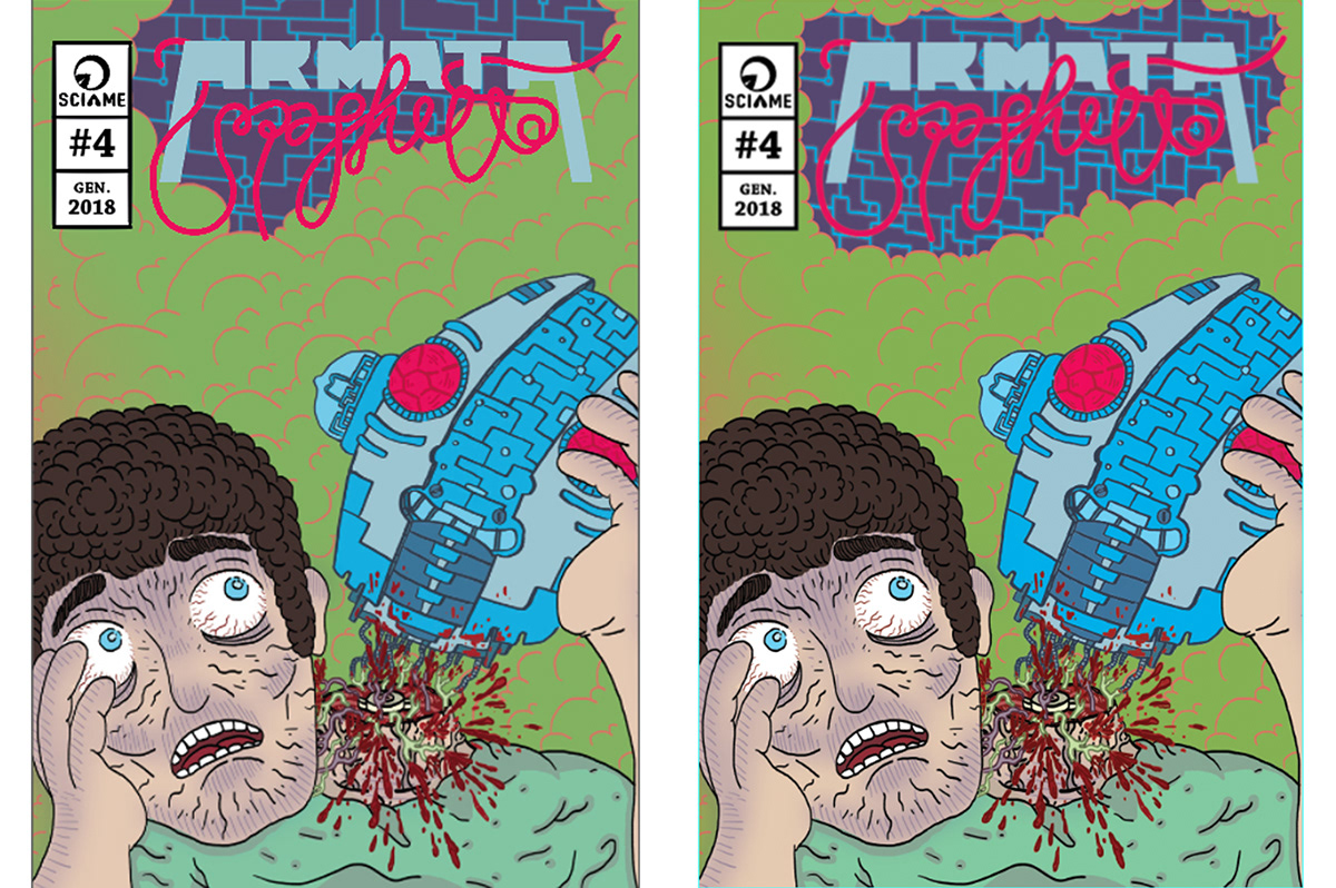 gore horror robot sci-fi blood splatter comics cover science monster