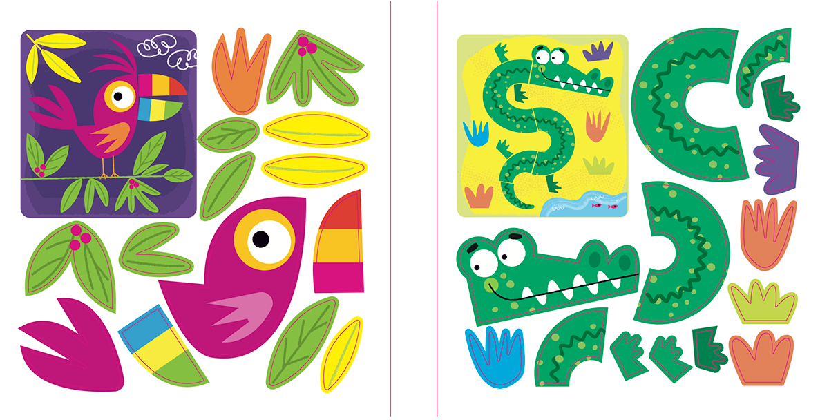 ILLUSTRATION  dinosaurs animals children's book children book toucan stickers owl butterfly Dinosaur