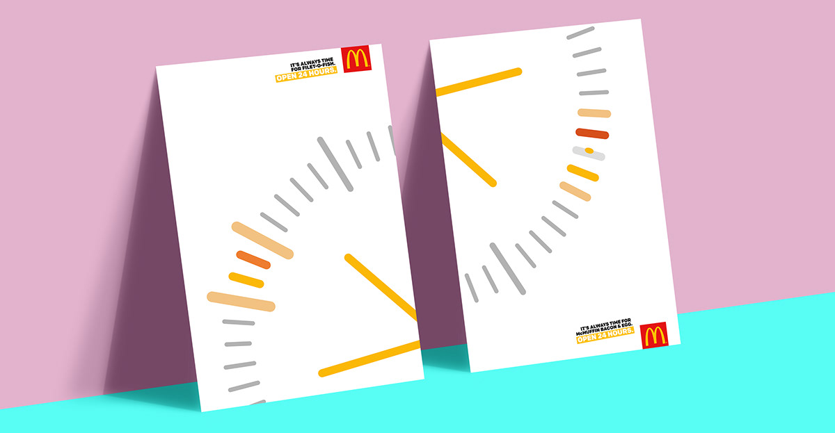 Advertising  burger clock design germany graphic mcdonald's minimal