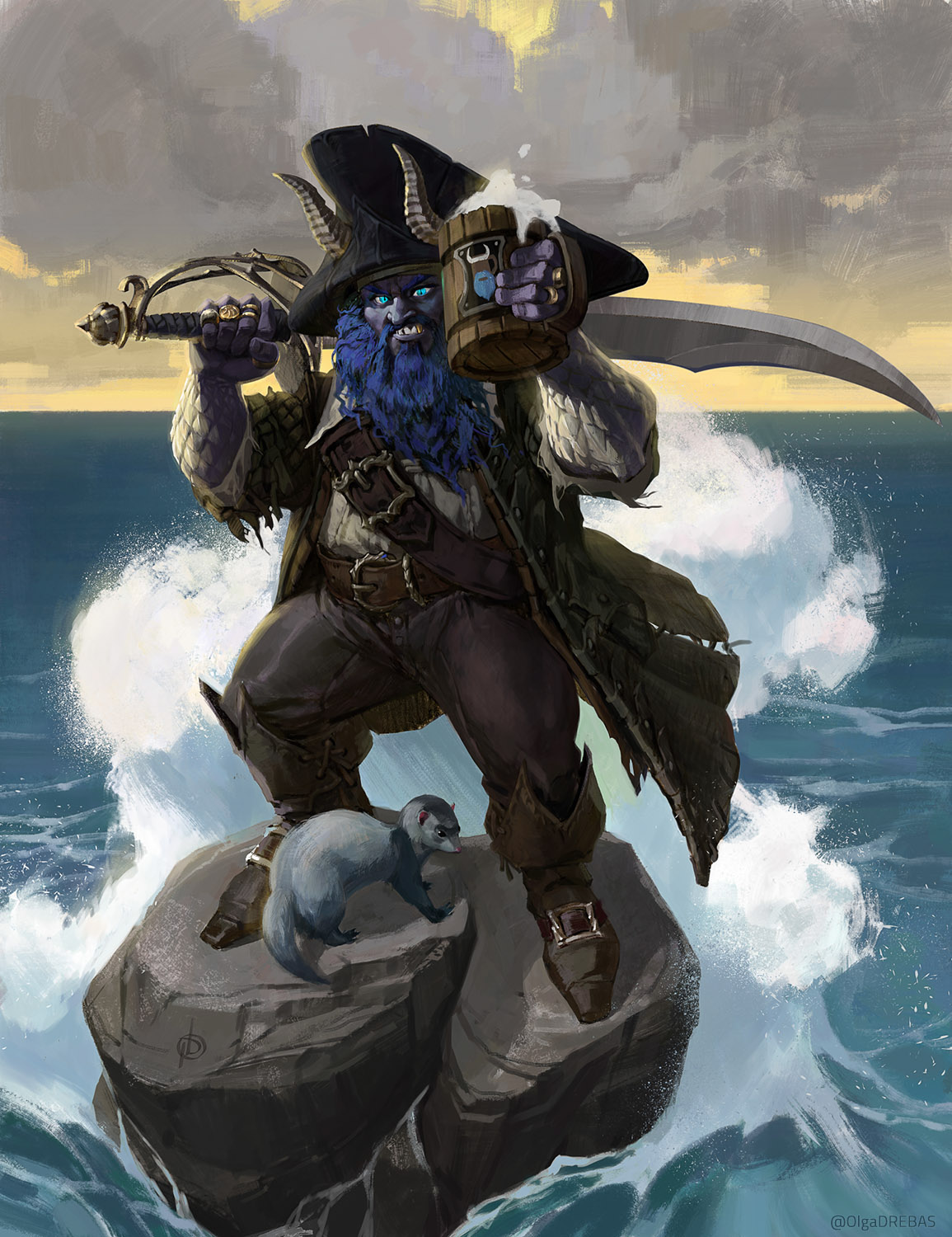 Dungeons and Dragons dnd Character tabletop dwarf fantasy pirate portrait