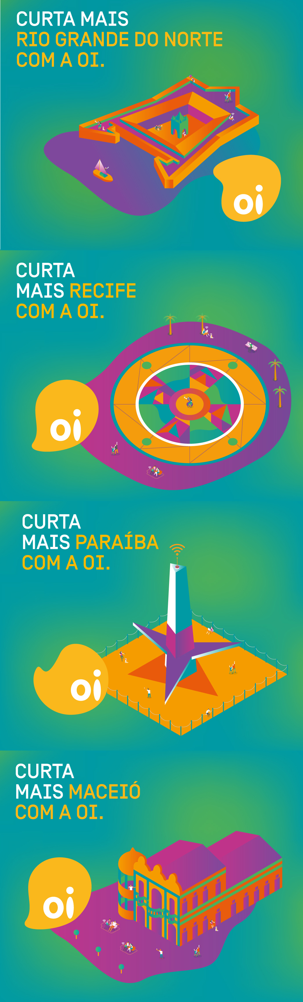 Oi Brazil visual identity ILLUSTRATION  Digital Art  brand identity marketing   Promotion campaign Turismo
