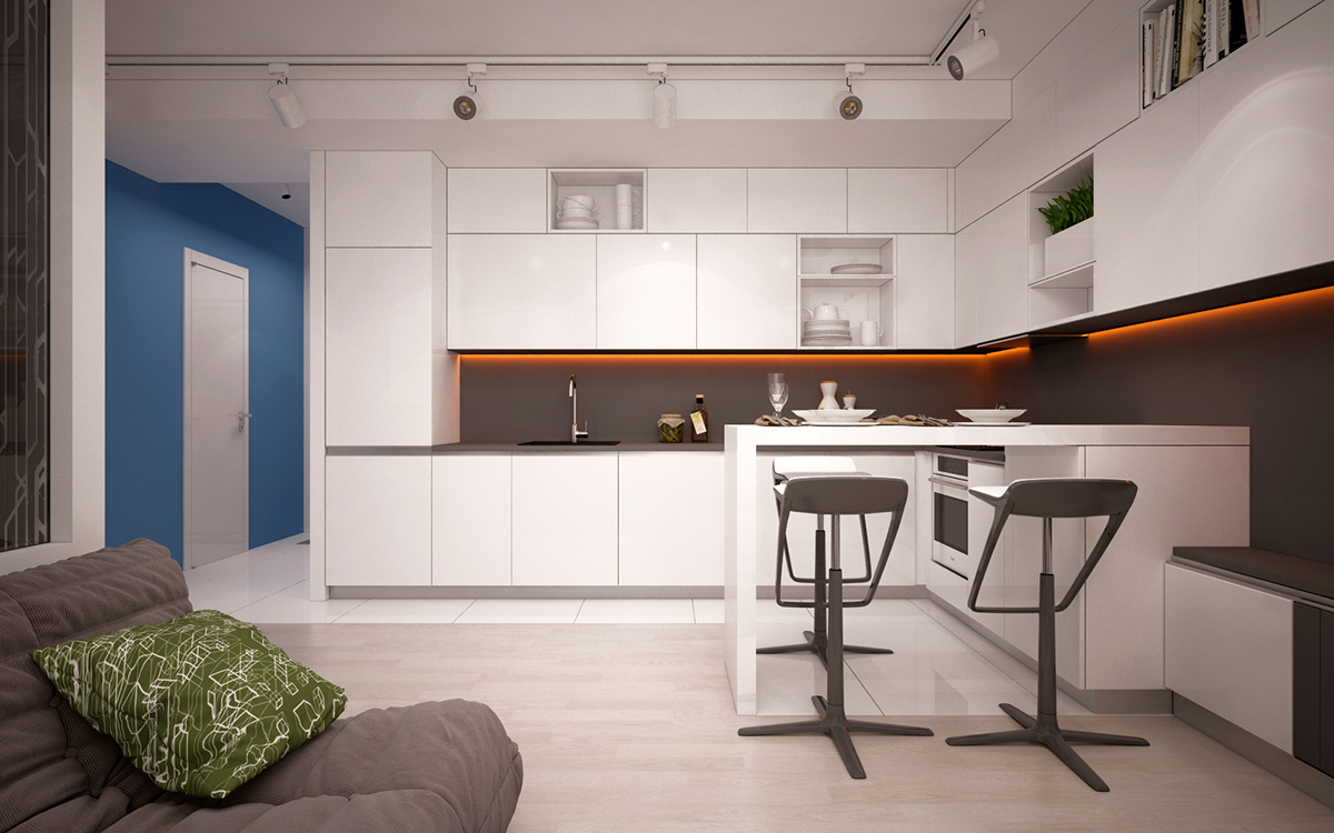 Design small apartment minimalizm