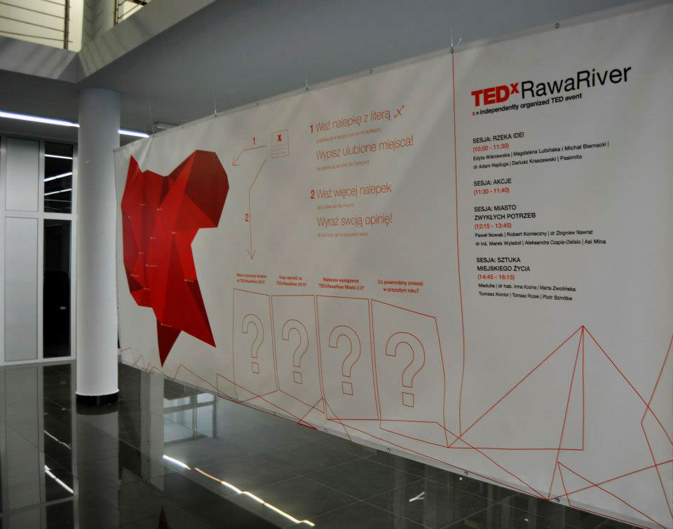 TED TEDx  conference visual identity paper tube eco red