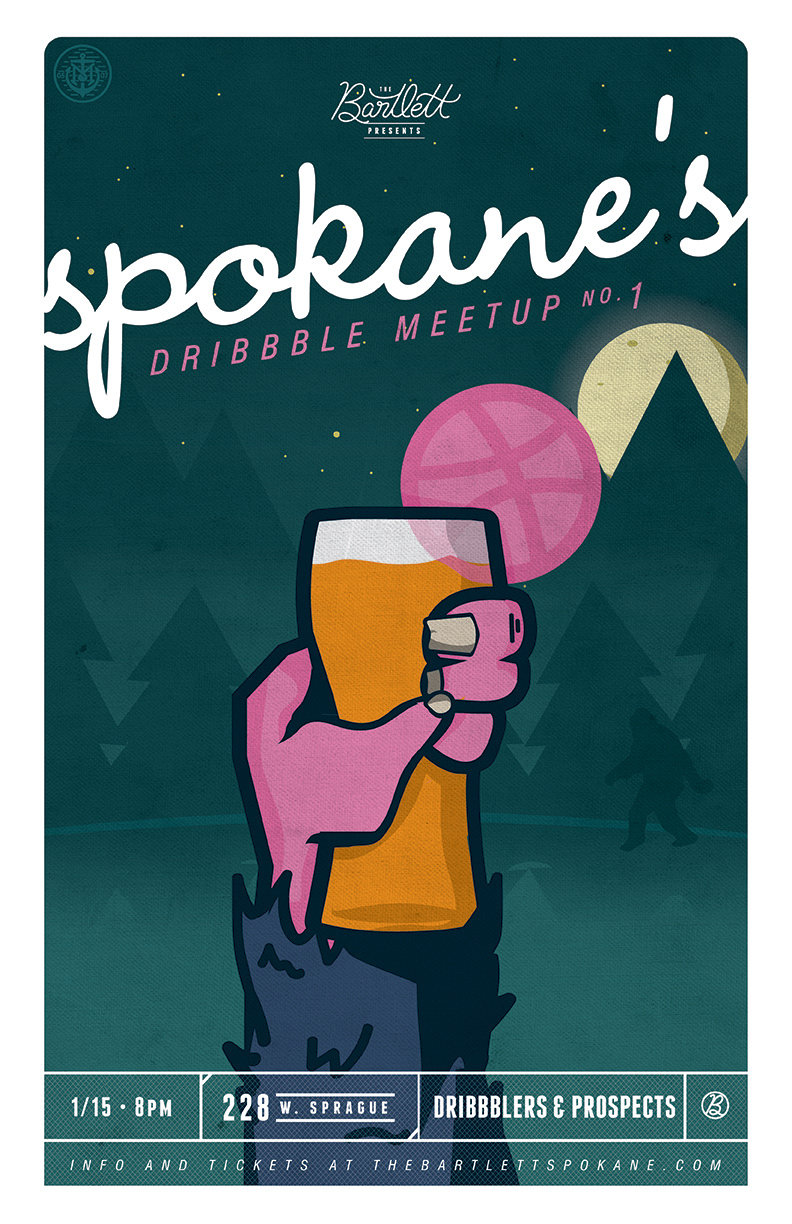 sasquatch moon beer dribbble poster badge Spokane