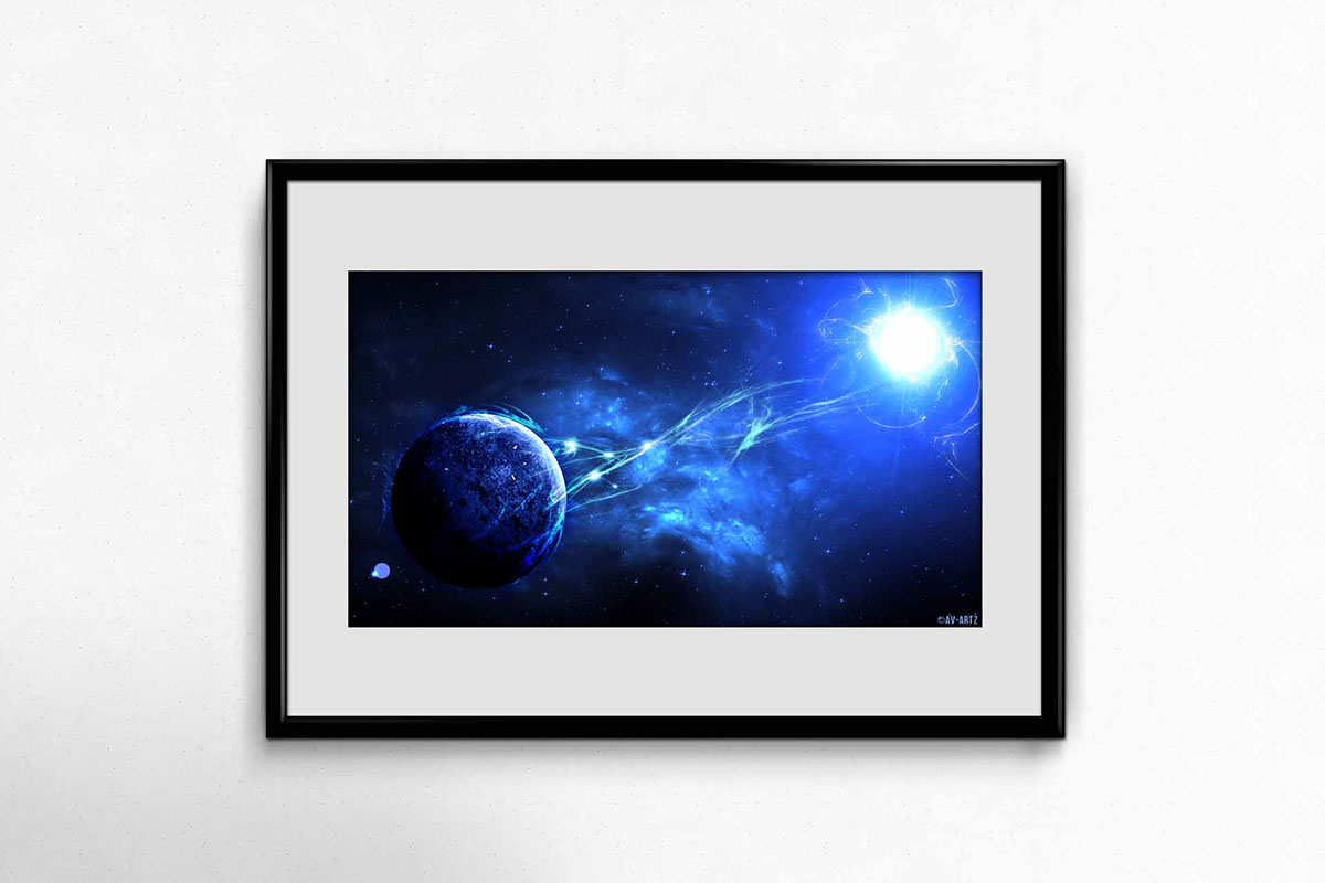 Space  planet stars black blue Aura Composite student poster design for screen nebula scientific science sci-fi brushes