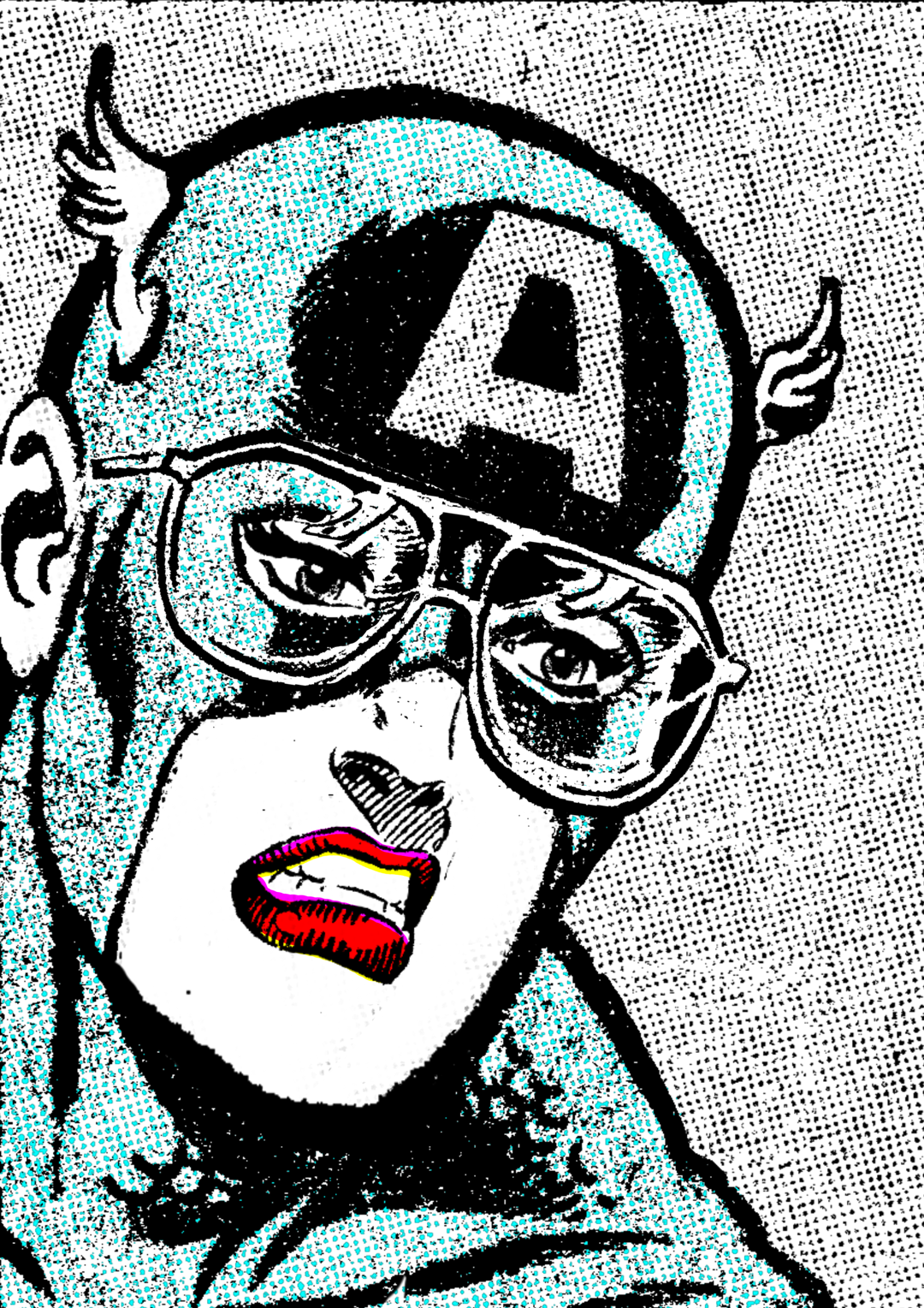 comics captain america halftone photocopy Xerox glasses Gender