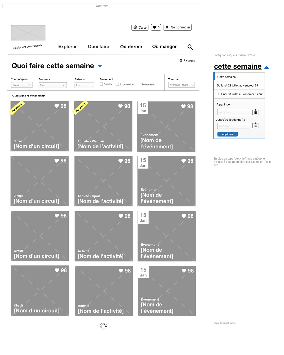 tourism directory Responsive wireframes
