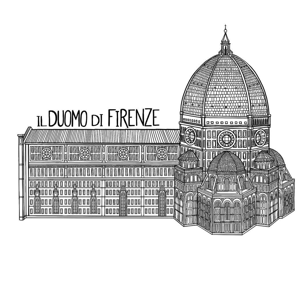 architecture illustration city digital illustration firenze Florence icons Italy lineart Travel Tuscany