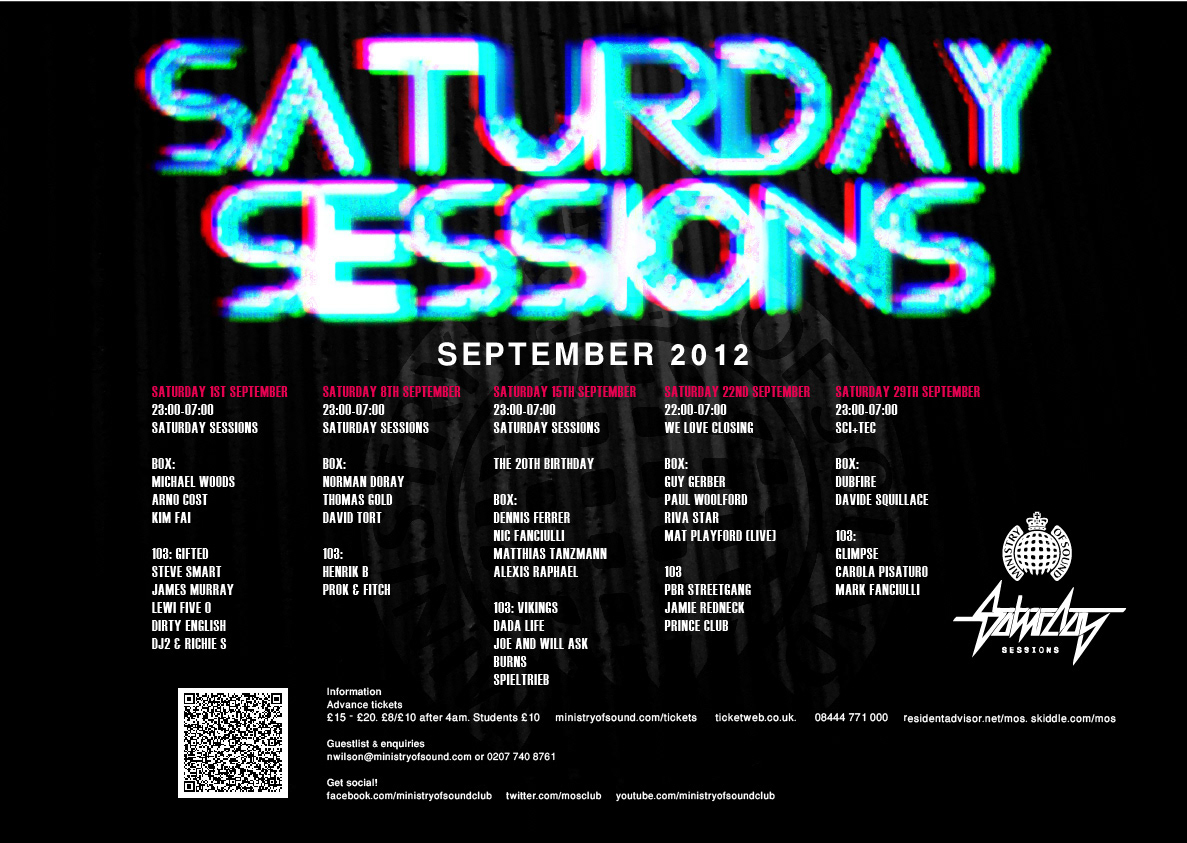 Ministry of Sound Saturday Sessions posters creative art design