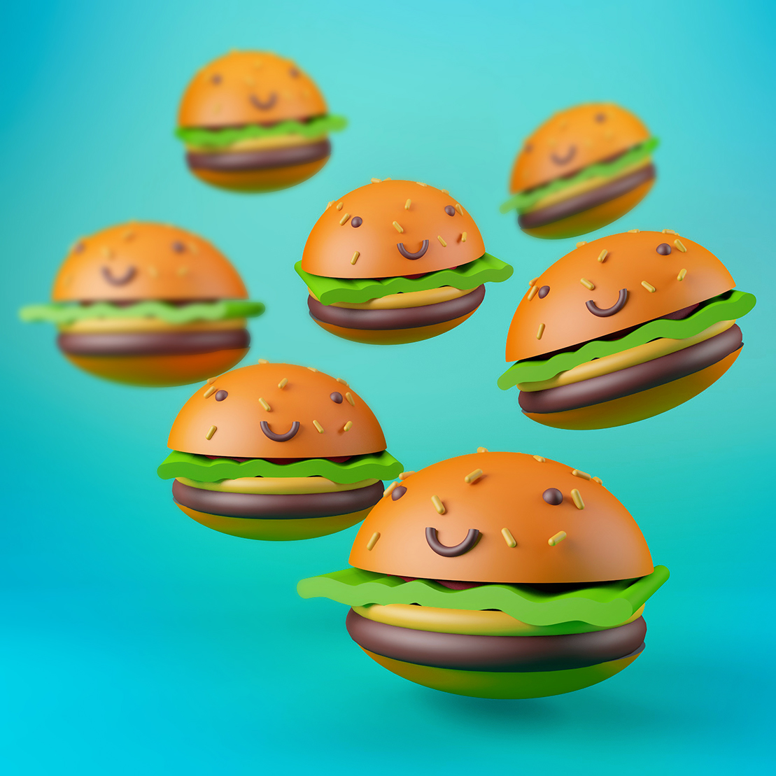 3D cinema4d Food  color characters