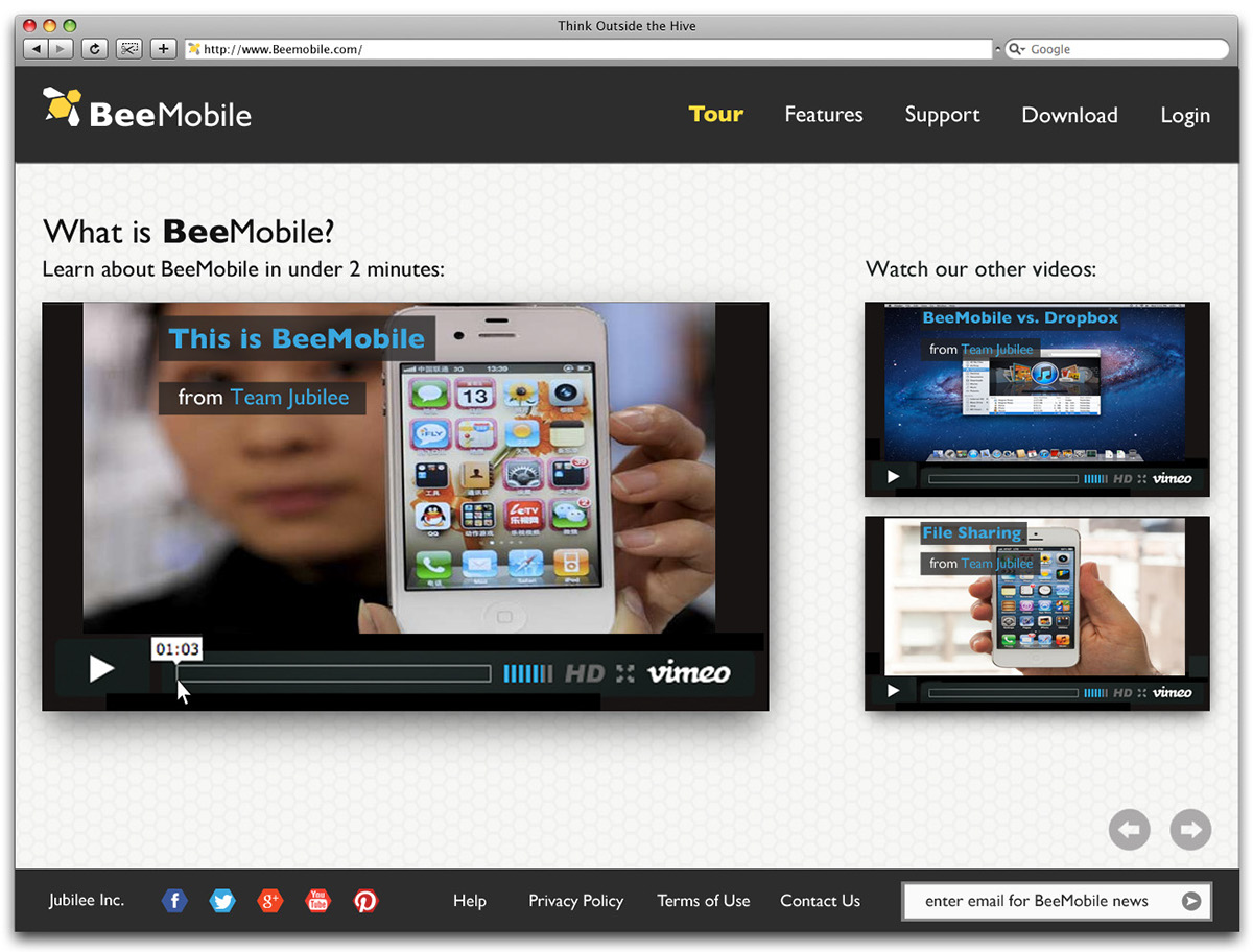 Adobe Portfolio web site beemobile sync application app application Web Website web page webpage