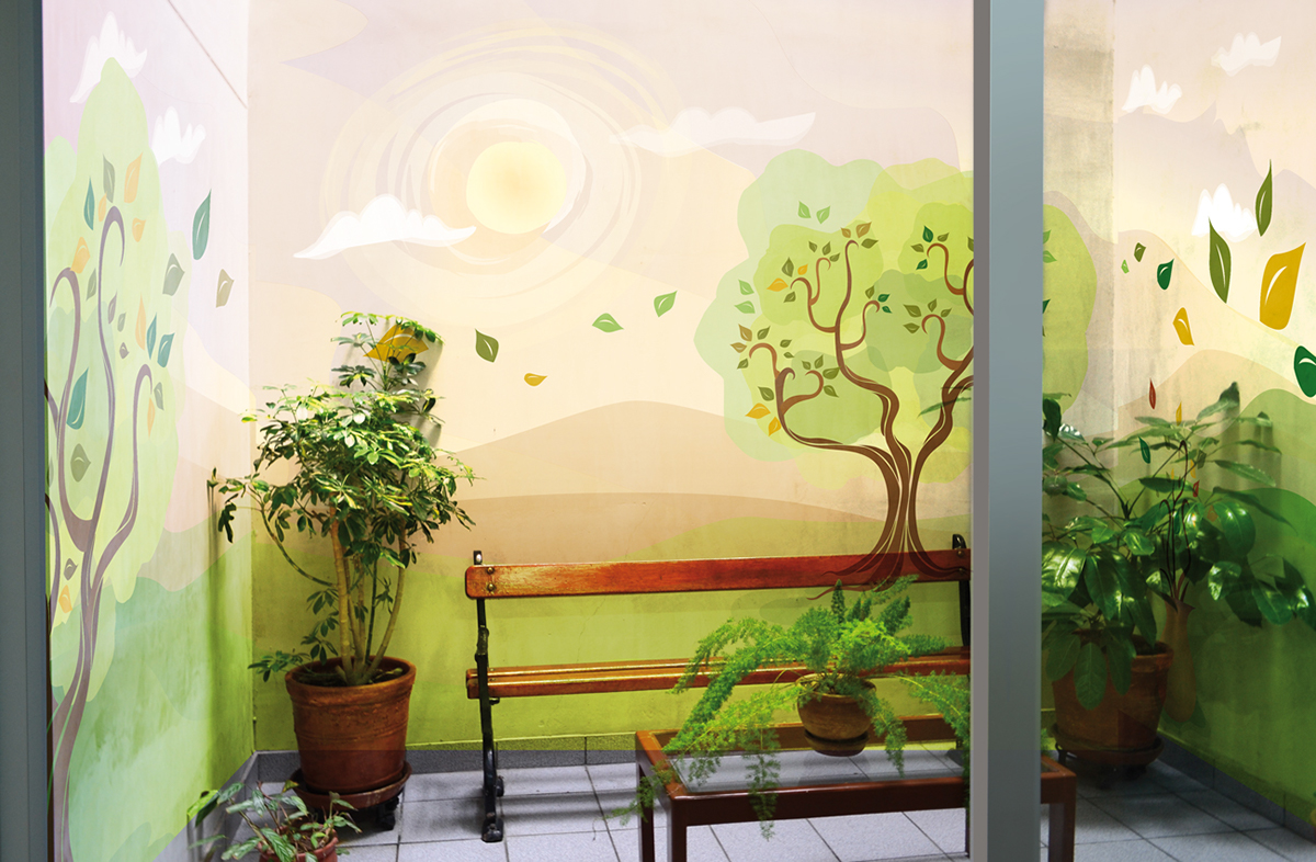 Mural University files Nature vector Office work enviroment garden